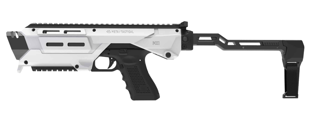 META TACTICAL LLC MX1-PS-WT MX-1 CONVERSION KIT COMPATIBLE W/GLOCK, WHITE ALUMINUM FRAME W/M-LOK & PICATINNY RAIL, BLACK POLYMER FOLDING STABILIZER 1