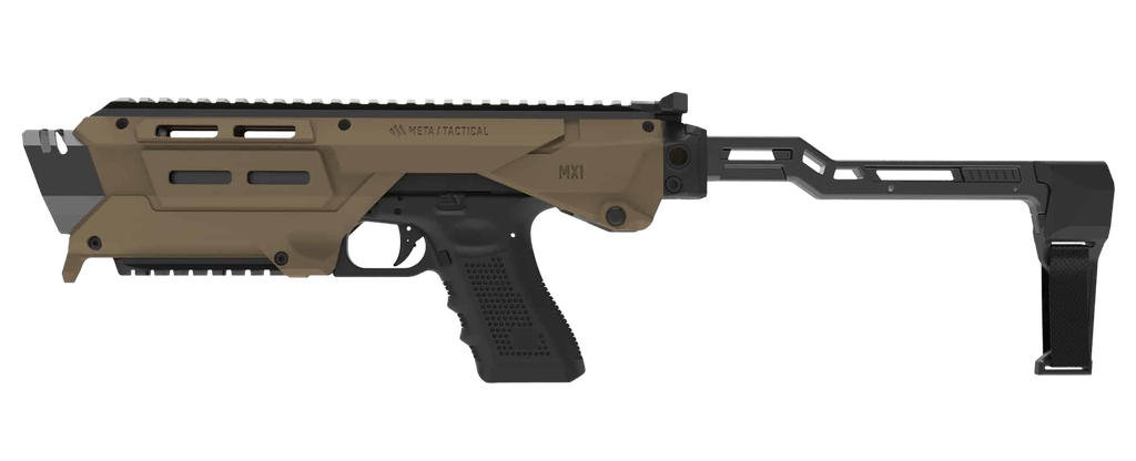 META TACTICAL LLC MX1-PS-TN MX-1 CONVERSION KIT COMPATIBLE W/GLOCK, TAN ALUMINUM FRAME W/M-LOK & PICATINNY RAIL, BLACK POLYMER FOLDING STABILIZER 1
