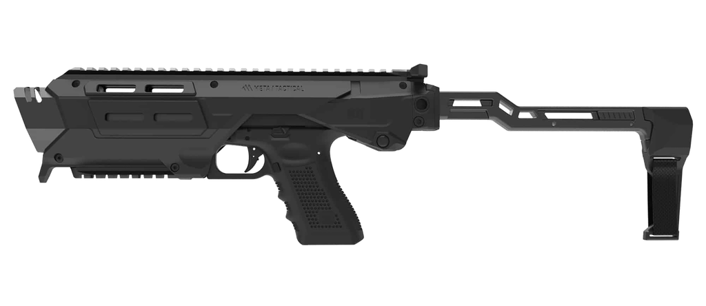 META TACTICAL LLC MX1-PS-BK MX-1 CONVERSION KIT COMPATIBLE W/GLOCK, ALUMINUM FRAME W/M-LOK & PICATINNY RAIL, BLACK POLYMER FOLDING STABILIZER 1
