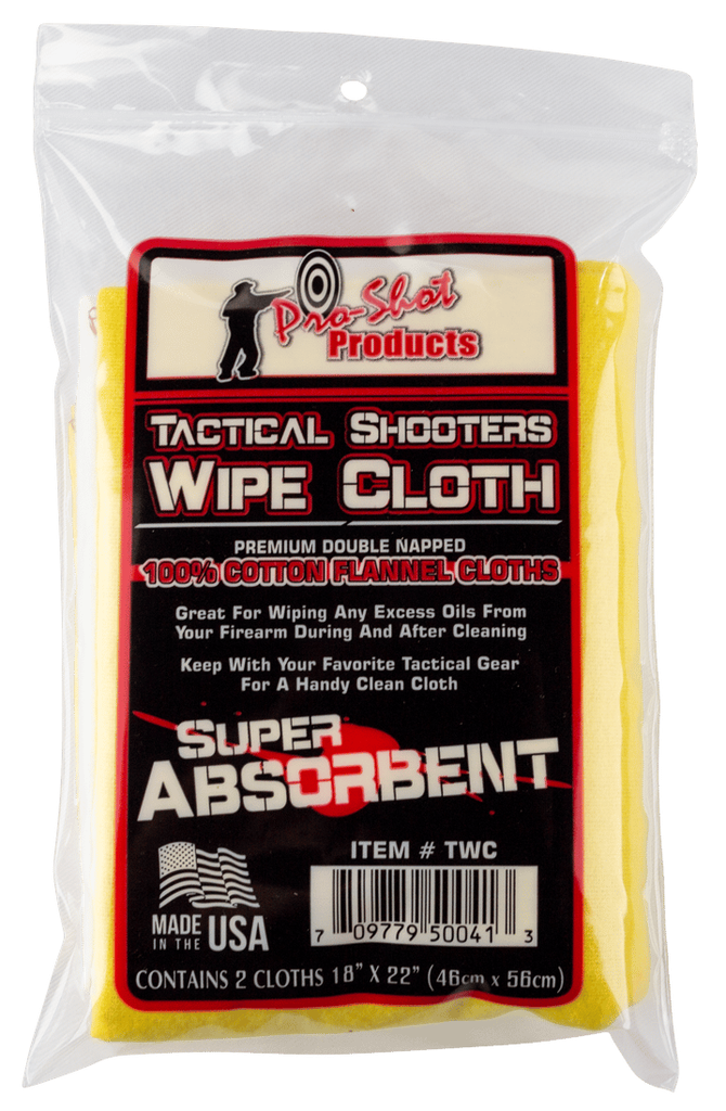 PRO-SHOT TWC TACTICAL SHOOTER'S WIPE CLOTHS 18" X 22" COTTON FLANNEL 2 PACK 1
