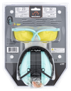 WALKER'S GWPYWFM2GFPLTL FOLDING MUFF COMBO 23 DB OVER THE HEAD FOLDING MUFF, FOAM EAR PLUGS, SHOOTING GLASSES BLACK/TEAL POLYMER FITS YOUTH/WOMEN 1