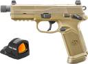 FN 66102270 FNX W/OPTIC 45 ACP 15+1 5.30" BLACK STEEL THREADED BARREL, FLAT DARK EARTH OPTIC READY/SERRATED STAINLESS STEEL SLIDE & POLYMER FRAME W/PICATINNY RAIL, HOLOSUN 407C RED DOT, AMBIDEXTROUS 1