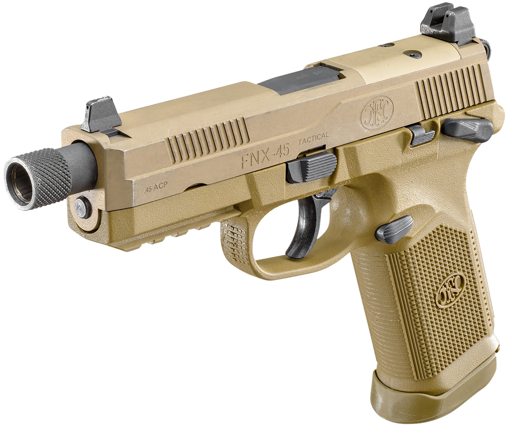 FN 66102270 FNX W/OPTIC 45 ACP 15+1 5.30" BLACK STEEL THREADED BARREL, FLAT DARK EARTH OPTIC READY/SERRATED STAINLESS STEEL SLIDE & POLYMER FRAME W/PICATINNY RAIL, HOLOSUN 407C RED DOT, AMBIDEXTROUS 2