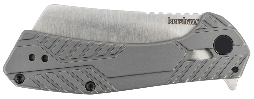 KERSHAW 3445 STATIC  2.90" FOLDING CLEAVER PLAIN SATIN 8CR13MOV SS BLADE GRAY PVD STAINLESS STEEL HANDLE INCLUDES POCKET CLIP 2
