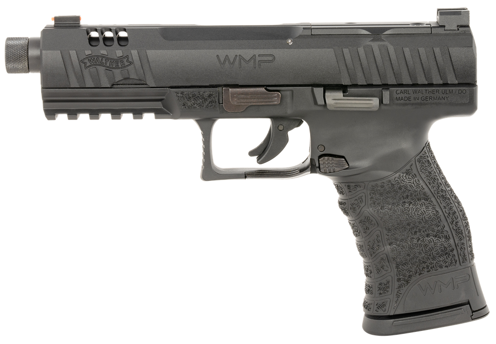 WALTHER ARMS 5220301 WMP  22 MAG 15+1 4.90" BLACK STEEL THREADED BARREL, BLACK OPTIC READY/SERRATED SLIDE, BLACK POLYMER FRAME W/PICATINNY RAIL, TEXTURED POLYMER GRIP 1