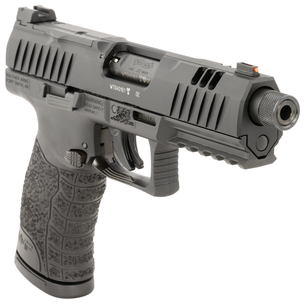 WALTHER ARMS 5220301 WMP  22 MAG 15+1 4.90" BLACK STEEL THREADED BARREL, BLACK OPTIC READY/SERRATED SLIDE, BLACK POLYMER FRAME W/PICATINNY RAIL, TEXTURED POLYMER GRIP 2