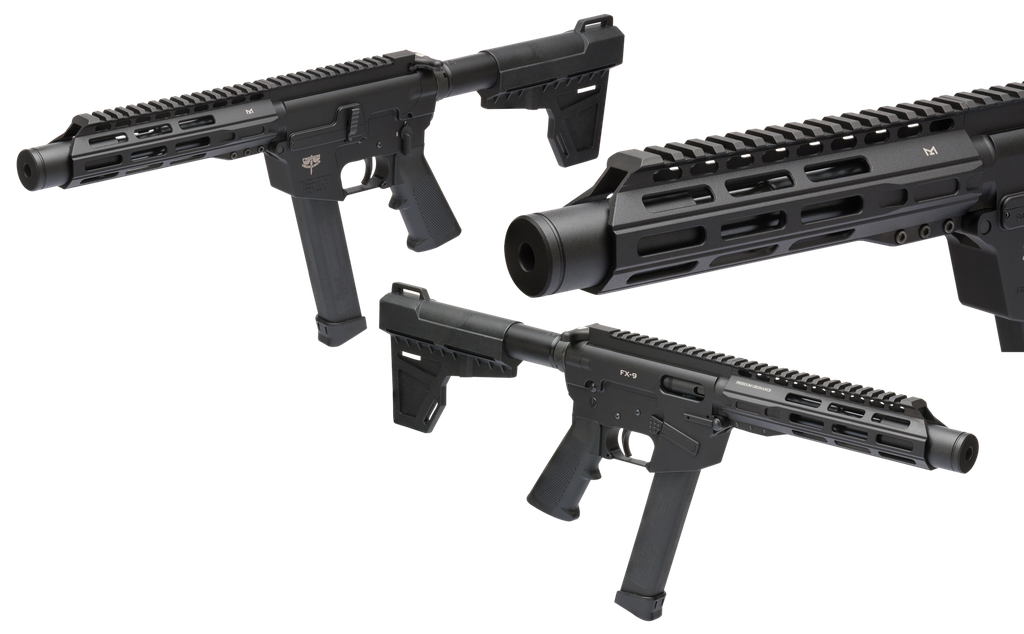 FREEDOM ORDNANCE FX9P8 FX-9  9MM LUGER 8.25" 33+1 BLACK HARD COAT ANODIZED BLACK POLYMER GRIP KAK SHOCKWAVE PISTOL BRACE 2