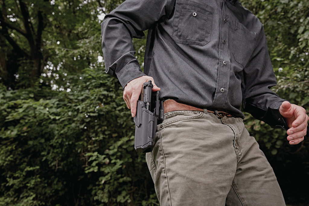 BLACKHAWK 419000BBL OMNIVORE  OWB BLACK PLASTIC BELT SLIDE FITS MOST SEMI-AUTOS, LEFT HAND 3
