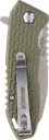 SCHRADE 1159317 TENACITY  FOLDING MODIFIED DROP POINT PART SERRATED SATIN AUS-10A SS BLADE, GREEN ALUMINUM HANDLE 2