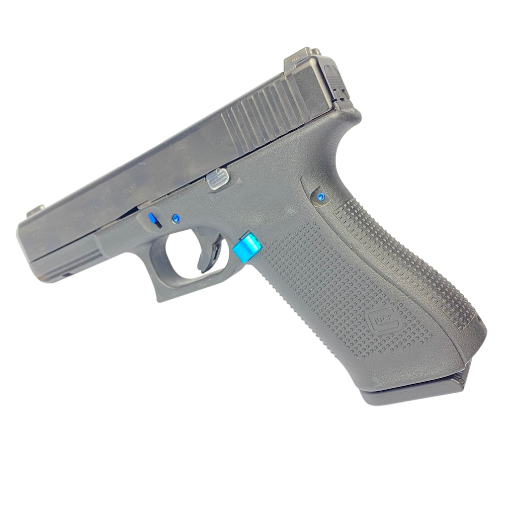 CROSS ARMORY CRG5MCBL MAG CATCH  EXTENDED COMPATIBLE W/GLOCK GEN4-5 BLUE ANODIZED ALUMINUM 1