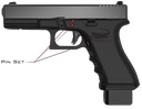 CROSS ARMORY CRGPSRD 3 PIN SET DIMPLED COMPATIBLE W/GLOCK GEN1-3 RED STEEL 1