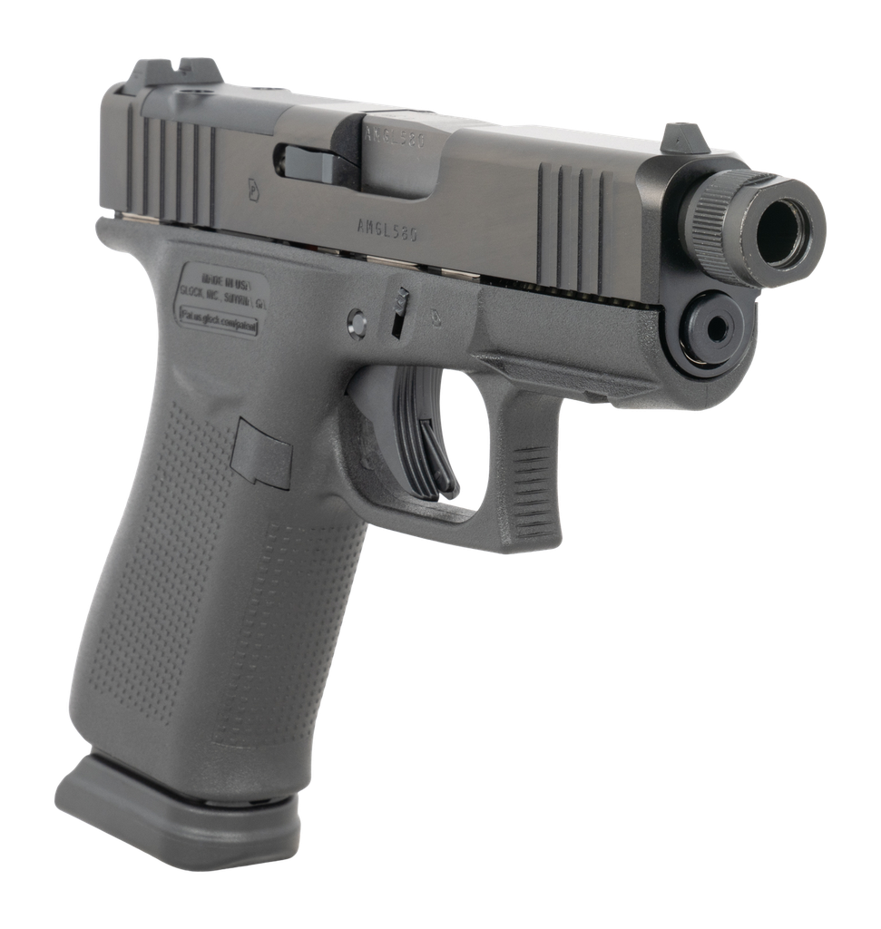 GLK43X GLOCK UX4350203FRMOSTB G43X MOS SLIM SUB-COMPACT 9MM LUGER 15+1 3.41" BLACK THREADED BARREL, STEEL OPTIC READY/SERRATED SLIDE, POLYMER FRAME W/ACCESSORY RAIL, AMBIDEXTROUS 2