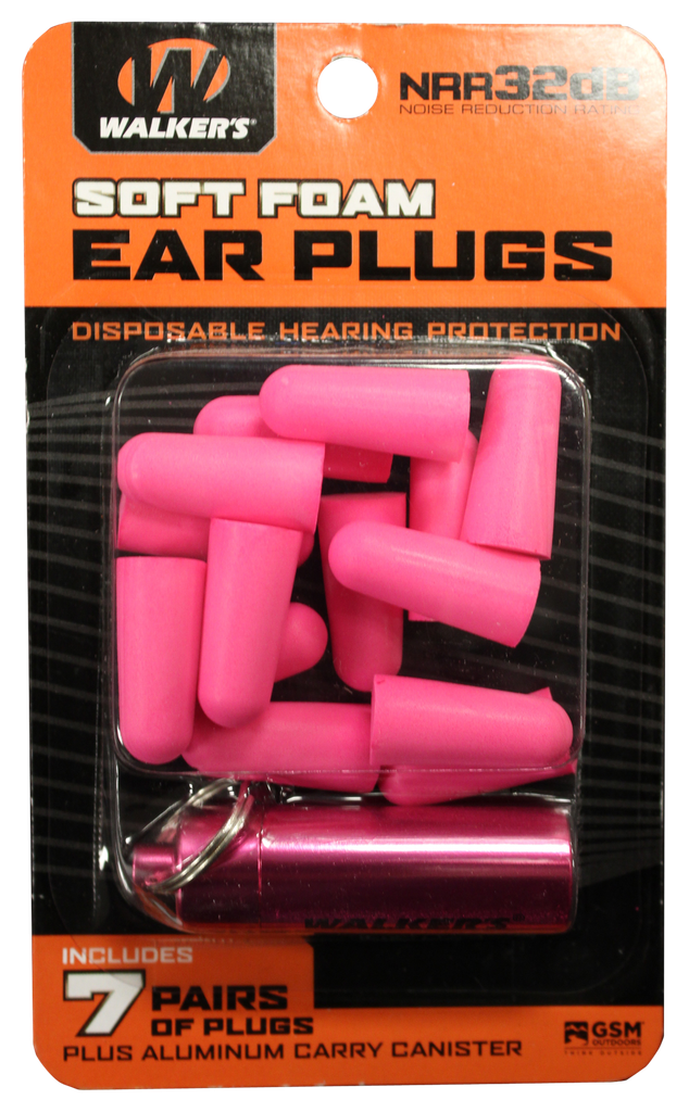 WALKER'S GWPPLGCANPK FOAM EAR PLUGS  32 DB PINK ADULT 7 PAIR 1
