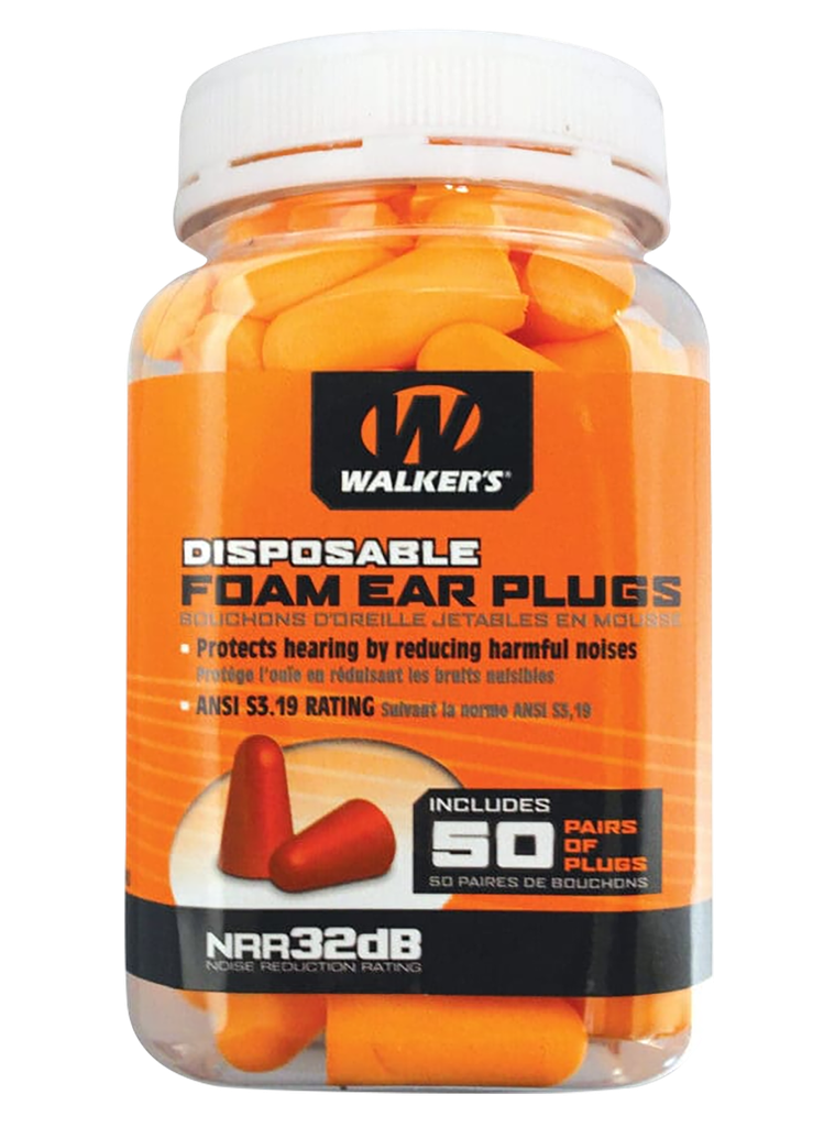 WALKER'S GWPFP50PK FOAM EAR PLUGS  DISPOSABLE FOAM 32 DB ORANGE 50 PAIR 1