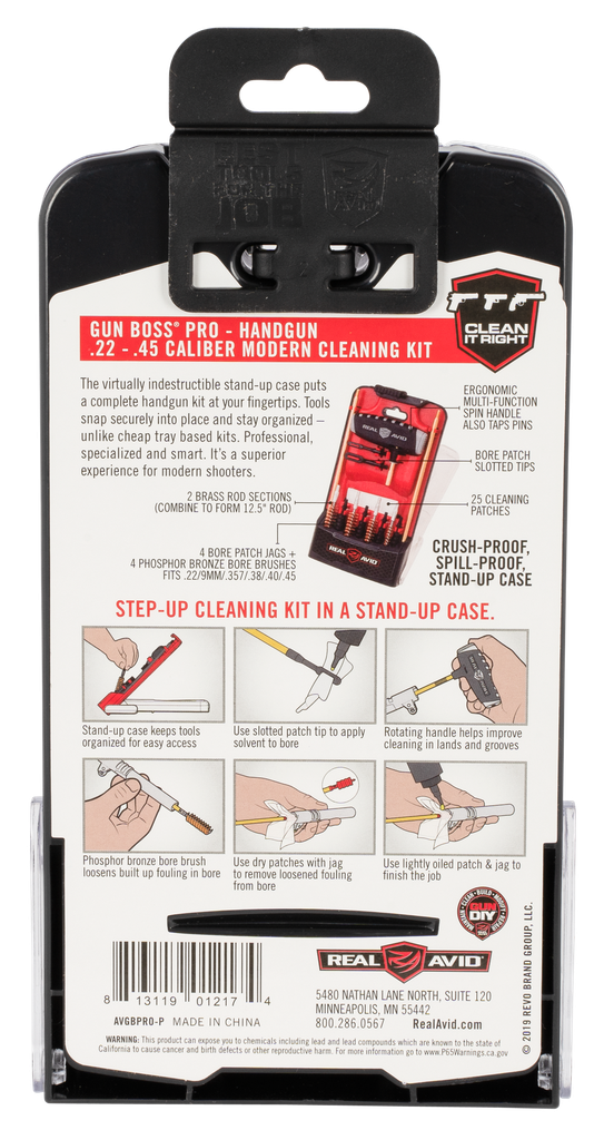REAL AVID GUN BOSS PRO HANDGUN CLEANING KIT 15-PIECE 1