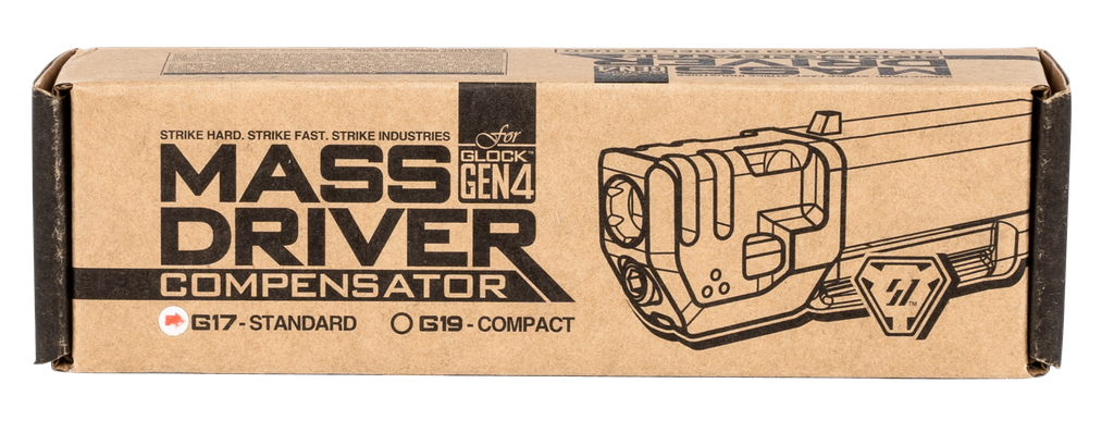 STRIKE INDUSTRIES G4MDCOMPS MASS DRIVER COMPENSATOR BLACK ALUMINUM WITH 1.41" OAL FOR 9MM LUGER GLOCK 17 GEN4 1