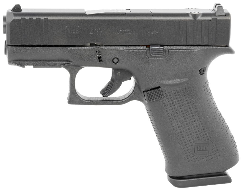 GLK43X GLOCK PX4350201FRMOS G43X MOS SUB-COMPACT 9MM LUGER 10+1 3.41" BLACK GMB BARREL, BLACK NDLC MOS CUT/SERRATED STEEL SLIDE, BLACK POLYMER FRAME W/PICATINNY RAIL BLACK TEXTURED POLYMER GRIP, AMBIDEXTROUS 1