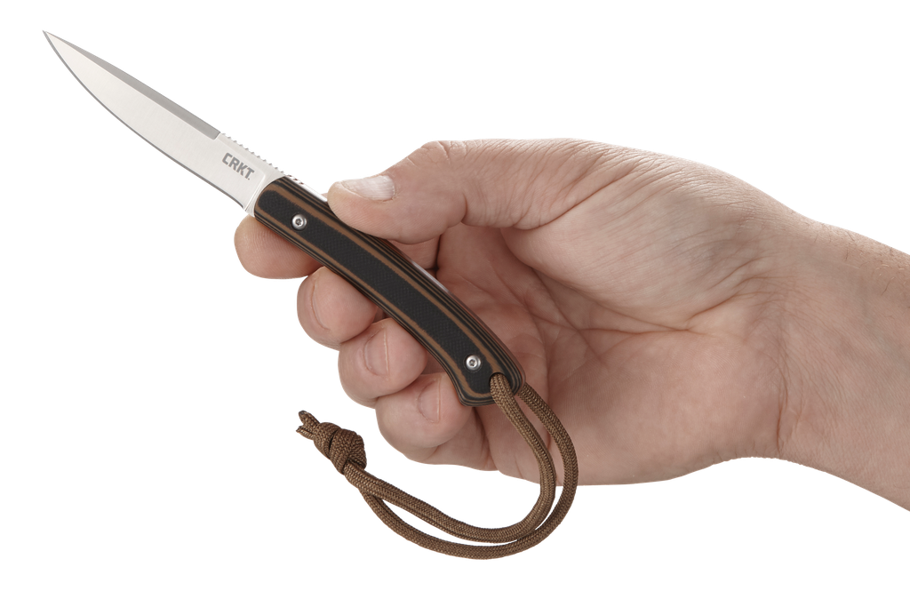 CRKT 2382 BIWA  3.02" FIXED PLAIN SATIN 8CR13MOV SS BLADE/BLACK/BROWN G10 HANDLE INCLUDES LANYARD/SHEATH 1
