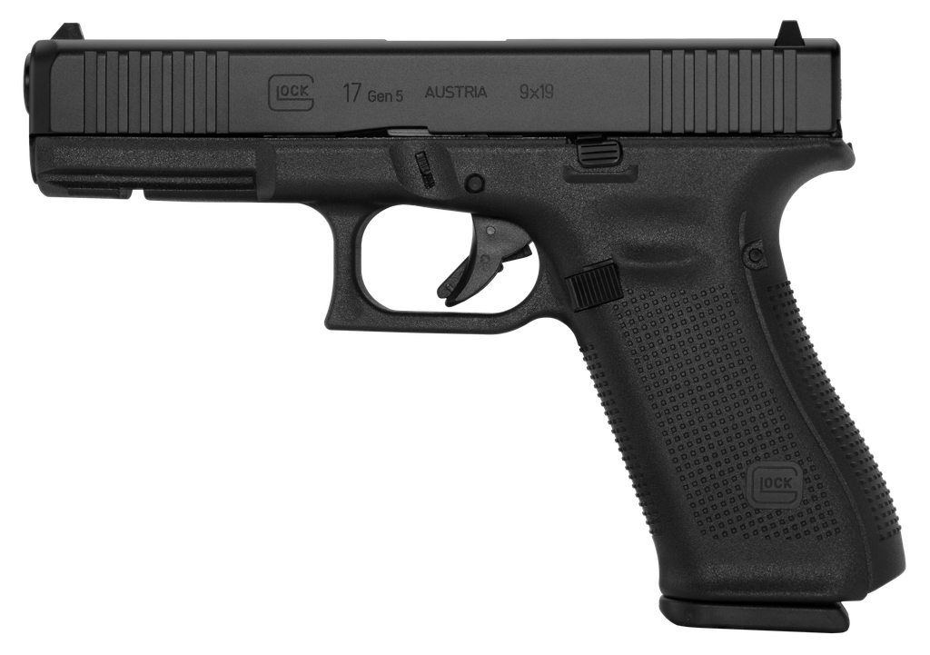 GLOCK PA175S203 G17 GEN5 FULL SIZE 9MM LUGER 17+1 4.49" BLACK GMB BARREL, BLACK NDLC SERRATED SLIDE, BLACK POLYMER FRAME W/PICATINNY RAIL, BLACK TEXTURED W/INTERCHANGEABLE BACKSTRAP GRIP, AMBIDEXTROUS 1