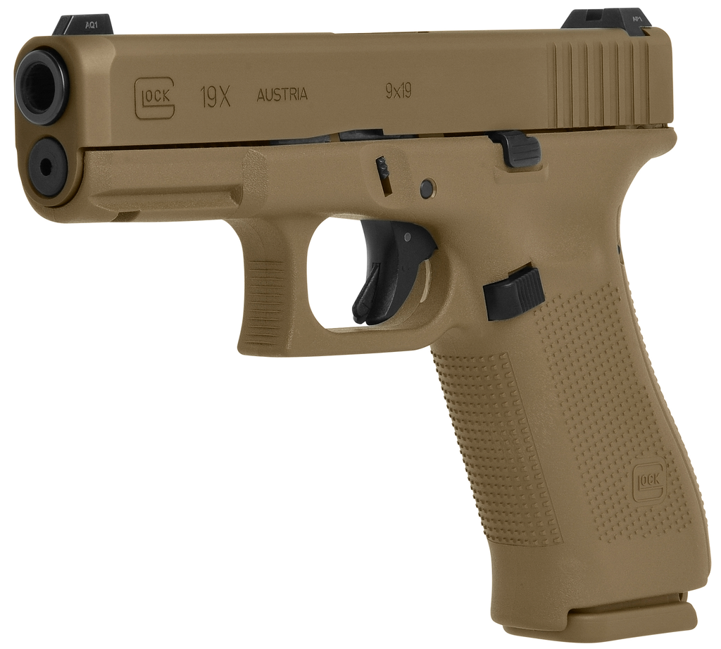 GLK19X GLOCK PX1950703 G19X  COMPACT 9MM LUGER 19+1 4.02" BLACK GMB BARREL, COYOTE NPVD SERRATED SLIDE, COYOTE BROWN POLYMER FRAME W/ACCESSORY RAIL, COYOTE BROWN TEXTURED POLYMER GRIP, AMBIDEXTROUS 2