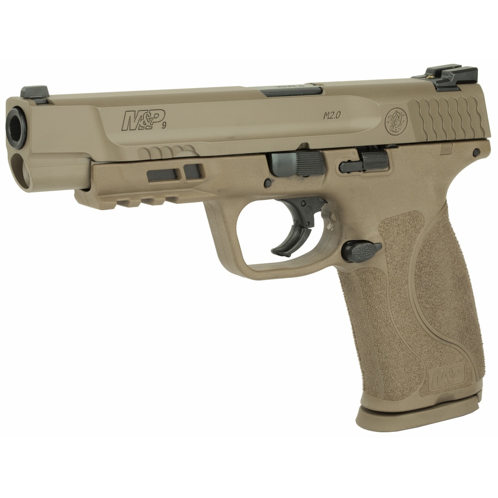 SMITH & WESSON 11989 M&P M2.0 9MM LUGER 5" 17+1 FLAT DARK EARTH FLAT DARK EARTH ARMORNITE STAINLESS STEEL FLAT DARK EARTH INTERCHANGEABLE BACKSTRAP GRIP NO MANUAL SAFETY