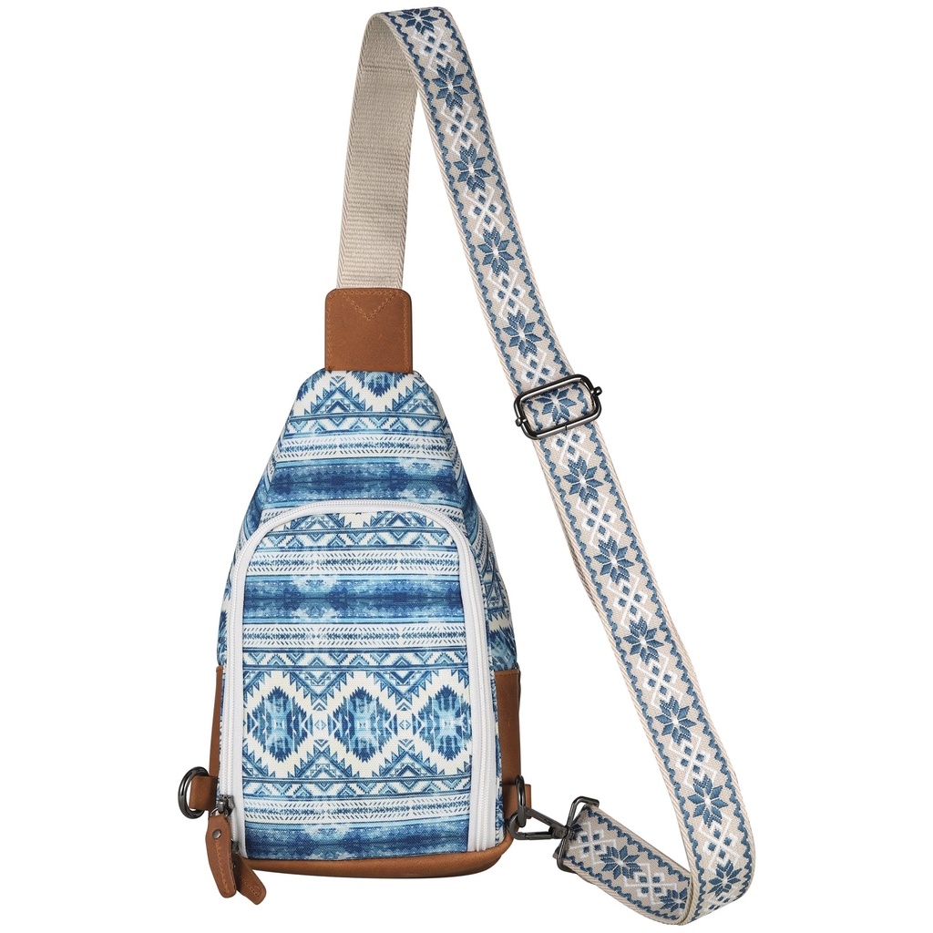 Lady Conceal Indie Canvas Concealed Carry Sling, Blue Aztec 3