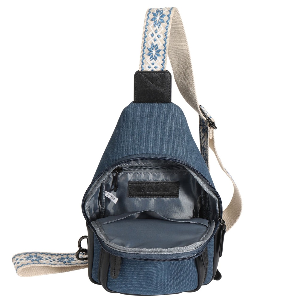 Lady Conceal Indie Canvas Concealed Carry Sling, Blue 3