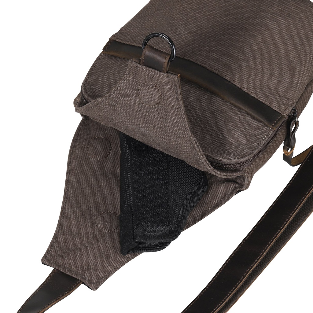 Lady Conceal Dakota Large Canvas Concealed Carry Sling, Dark Brown 4