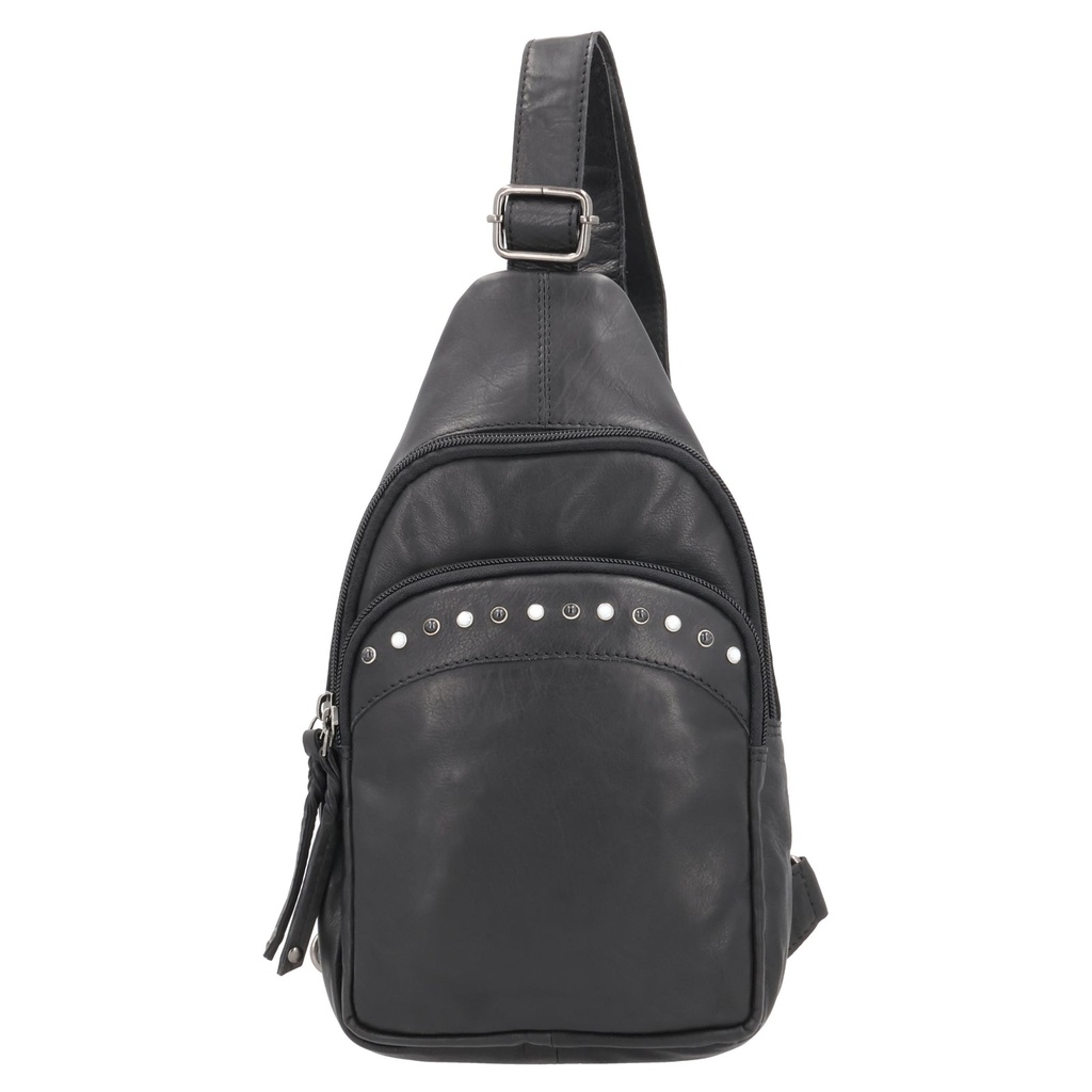 Lady Conceal Haven Leather Concealed Carry Sling Backpack, Black 3