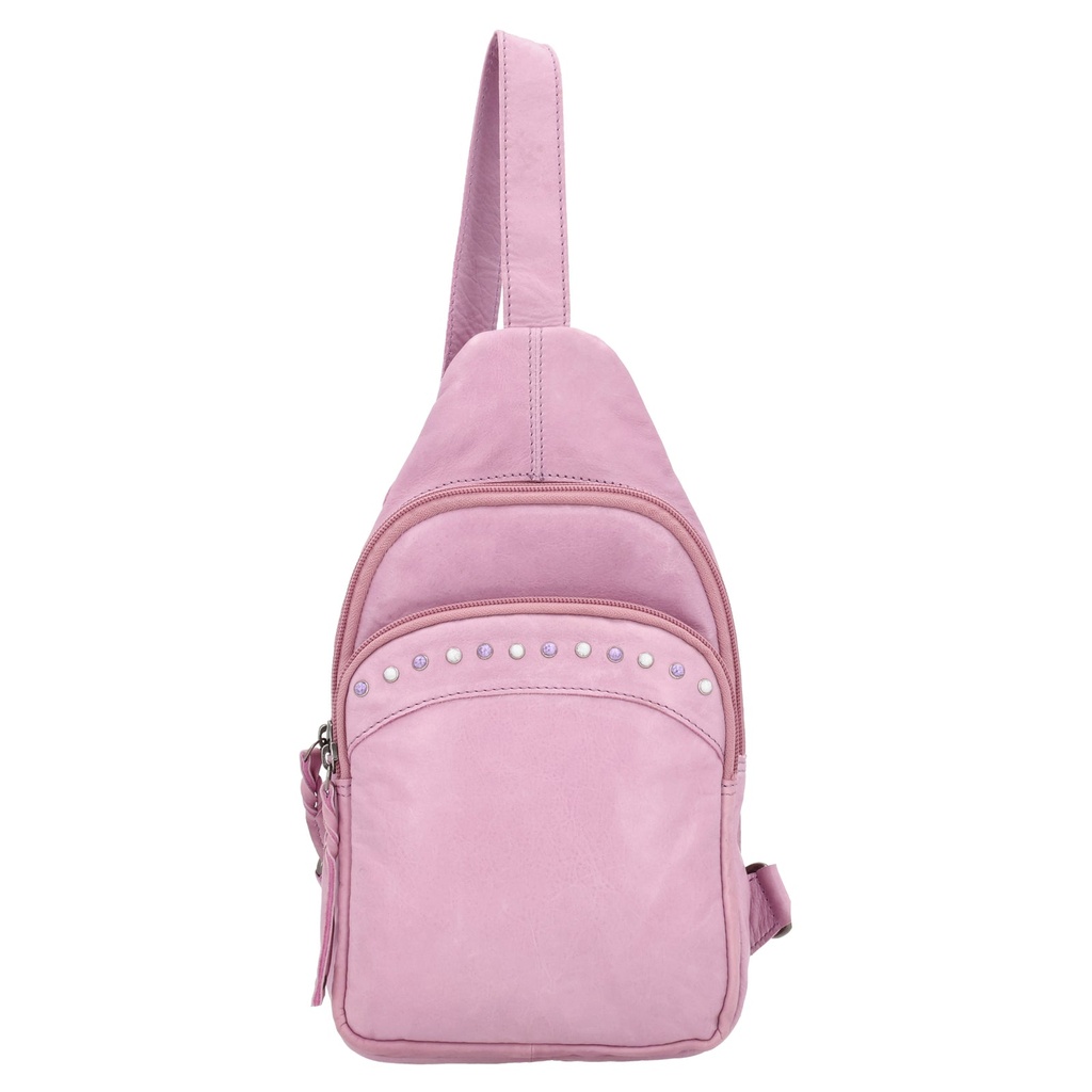 Lady Conceal Haven Leather Concealed Carry Sling Backpack, Lilac 2