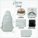 Lady Conceal Haven Leather Concealed Carry Sling Backpack, Mint 3