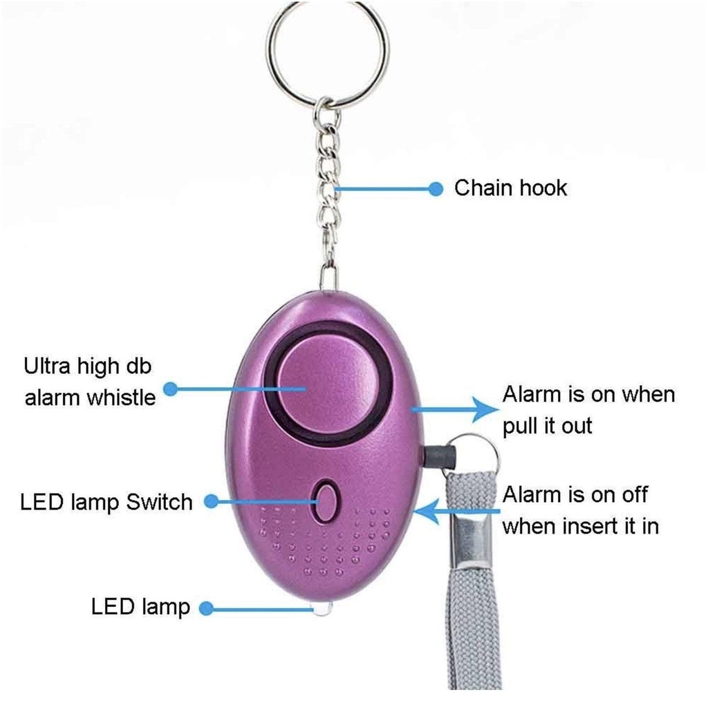 Lady Conceal Personal Safety Alarm Keychain Set (2-Pack), Purple 2