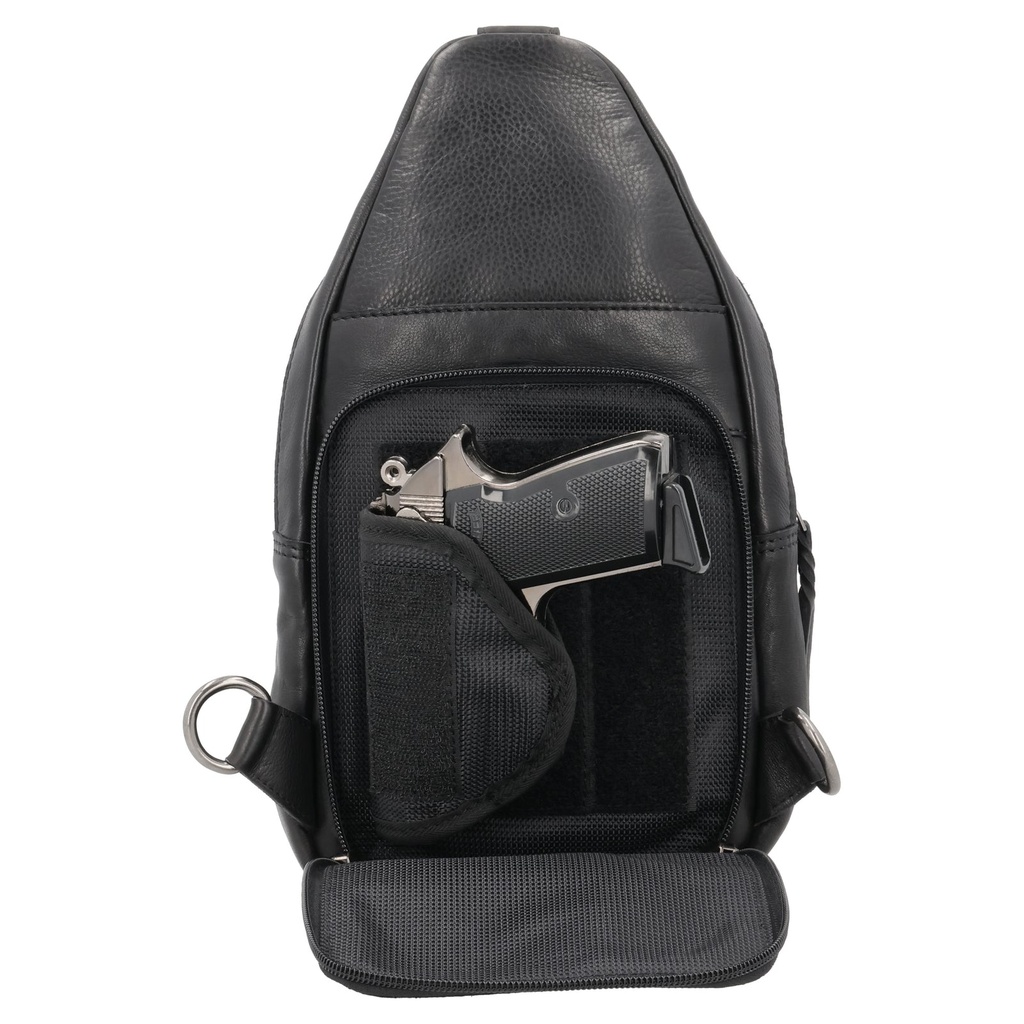 Lady Conceal Taylor Leather Concealed Carry Sling Backpack, Black 2