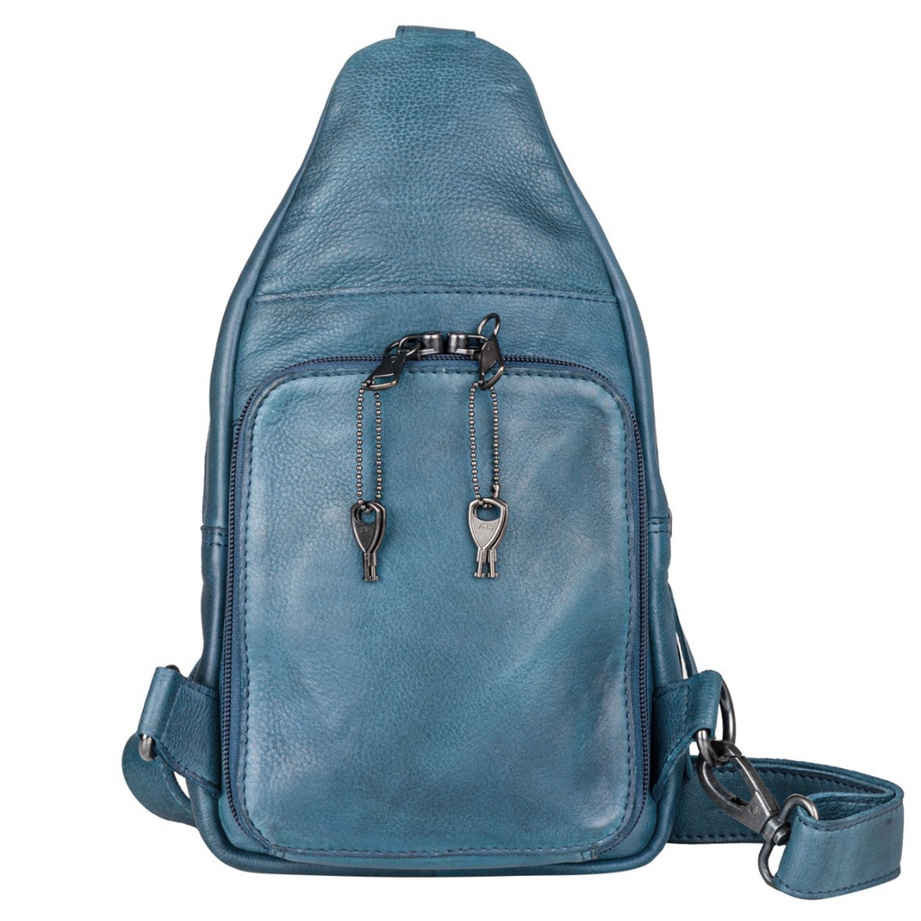 Lady Conceal Taylor Leather Concealed Carry Sling Backpack, Blue 3
