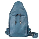 Lady Conceal Taylor Leather Concealed Carry Sling Backpack, Blue 3