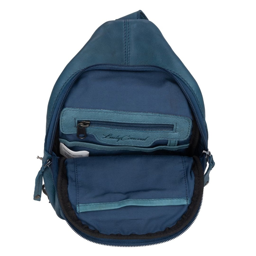 Lady Conceal Taylor Leather Concealed Carry Sling Backpack, Blue 4