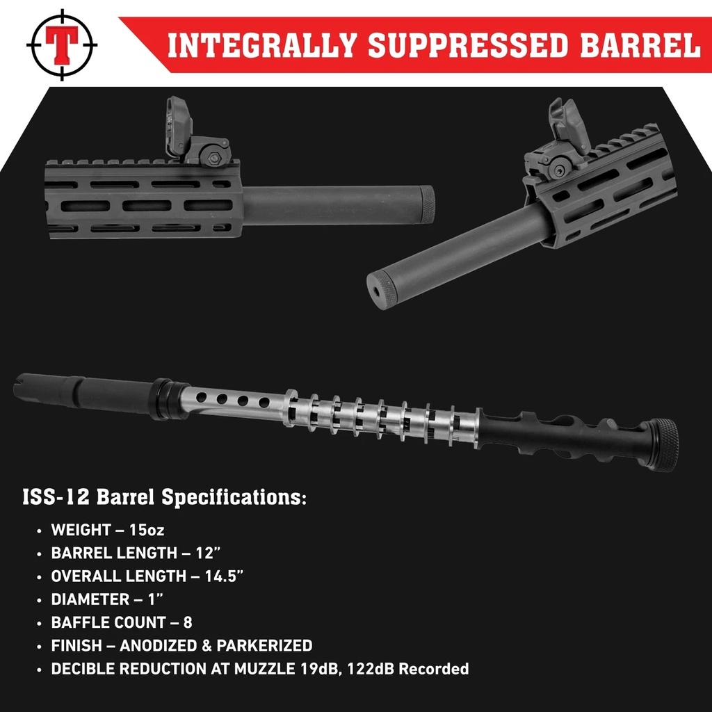 Tippmann Arms M4-22 Elite Bug Out ISS Integrally Suppressed Pistol, 22 LR, 12" Barrel, 25+1 (1)