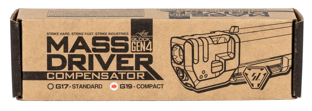 STRIKE INDUSTRIES G4MDCOMPC MASS DRIVER COMPENSATOR BLACK ALUMINUM WITH 1.41" OAL FOR 9MM LUGER GLOCK 19 GEN4 1