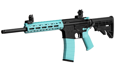 TIPPMANN ARMS A101203 M4-22 LTE 22 LR 25+1 16" BLACK PARKERIZED THREADED BARREL, MATTE BLACK ALUMINUM RECEIVER W/PICATINNY RAIL, ROBIN EGG BLUE M-LOK HANDGUARD, COMPOSITE FOREND, BLACK POLYMER STOCK, 1