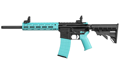 TIPPMANN ARMS A101203 M4-22 LTE 22 LR 25+1 16" BLACK PARKERIZED THREADED BARREL, MATTE BLACK ALUMINUM RECEIVER W/PICATINNY RAIL, ROBIN EGG BLUE M-LOK HANDGUARD, COMPOSITE FOREND, BLACK POLYMER STOCK, 2