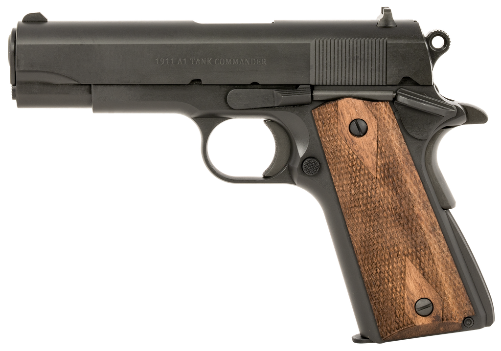 TISAS 10100116 1911 A1 TANK COMMANDER 9MM LUGER 9+1 4.25" BLACK STEEL BARREL, MANGANESE PHOSPHATE COATED SERRATED CARBON STEEL SLIDE & FRAME W/BEAVERTAIL, TURKISH WALNUT GRIP 1