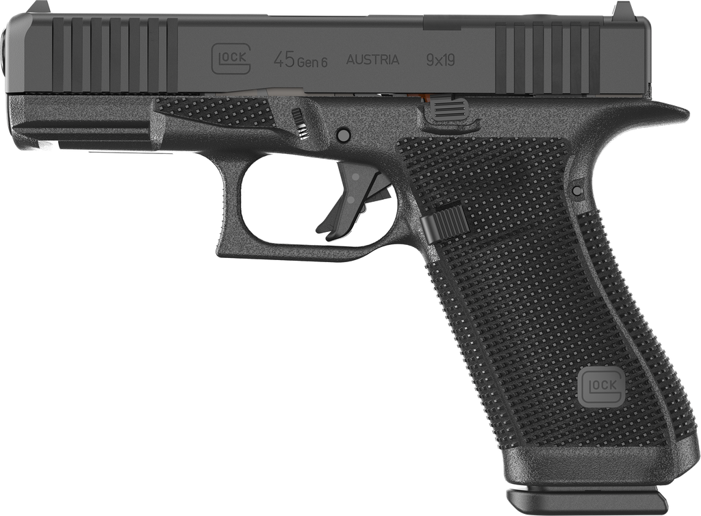 GLK45 GLOCK P64550203 G45 GEN6 CROSSOVER FRAME 9MM LUGER 17+1 4.02" BLACK GMB BARREL, BLACK NDLC STEEL OPTIC READY/SERRATED SLIDE, BLACK POLYMER FRAME W/ACCESSORY RAIL, INTERCHANGEABLE BACKSTRAP GRIP 1