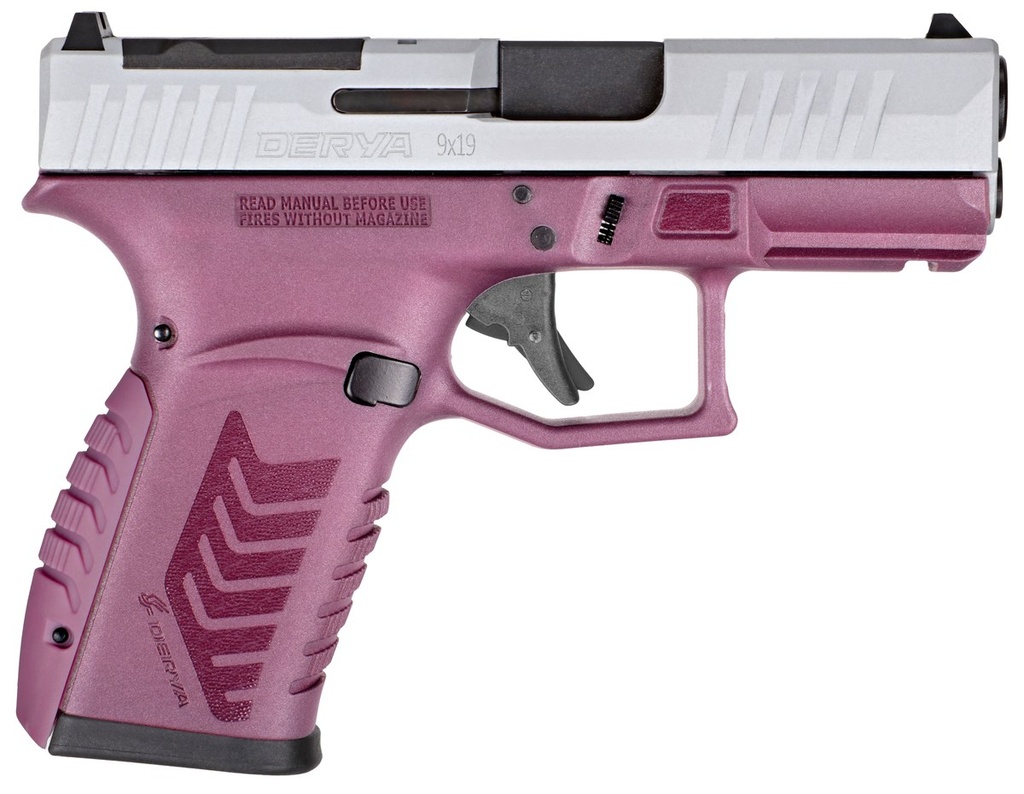 [PROD26-00093] DERYA FIREARMS DY9Z.BCS.TR DY9Z  SPORTS SOUTH EXCLUSIVE MICRO-COMPACT 9MM LUGER 15+1 3.50" BLACK BARREL, SILVER OPTIC READY/SERRATED SLIDE, BLACK CHERRY POLYMER FRAME W/ACCESSORY RAIL, INTERCHANGEABLE