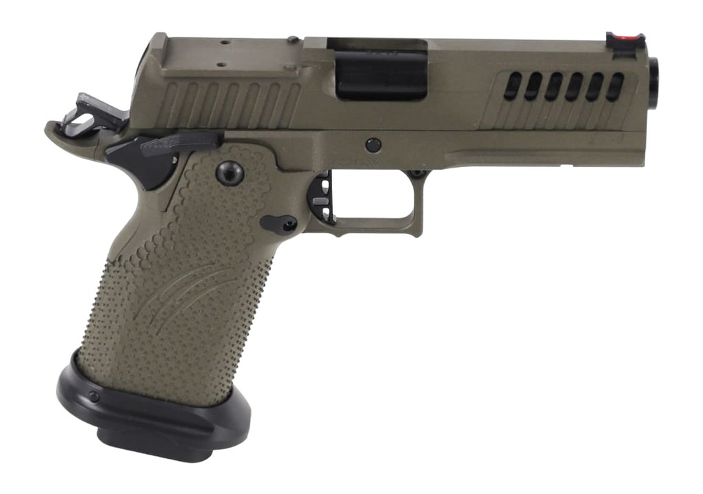 [PROD26-00099] FIERCE FIREARMS FGZ-9-C-GB-CS GRIZZ COMMANDER 9MM LUGER 10+1 4.25" BLACK BULL BARREL, OPTIC READY/SERRATED SLIDE, OD GREEN CERAKOTE W/BLACK CONTROLS STEEL FRAME W/ACCESSORY RAIL, RMR FOOTPRINT