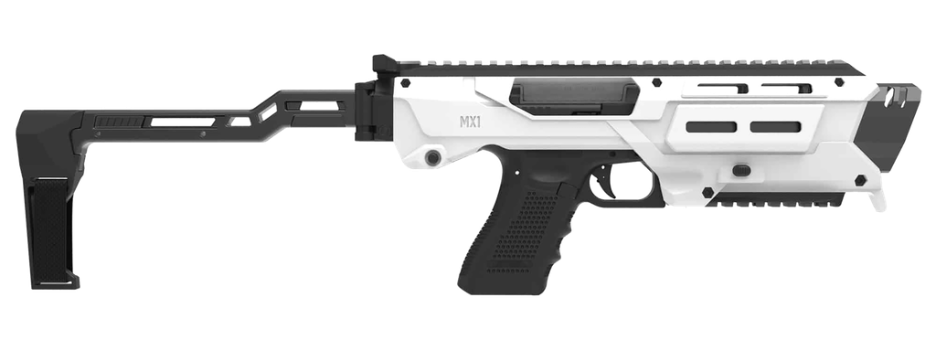 [18586] META TACTICAL LLC MX1-PS-WT MX-1 CONVERSION KIT COMPATIBLE W/GLOCK, WHITE ALUMINUM FRAME W/M-LOK & PICATINNY RAIL, BLACK POLYMER FOLDING STABILIZER