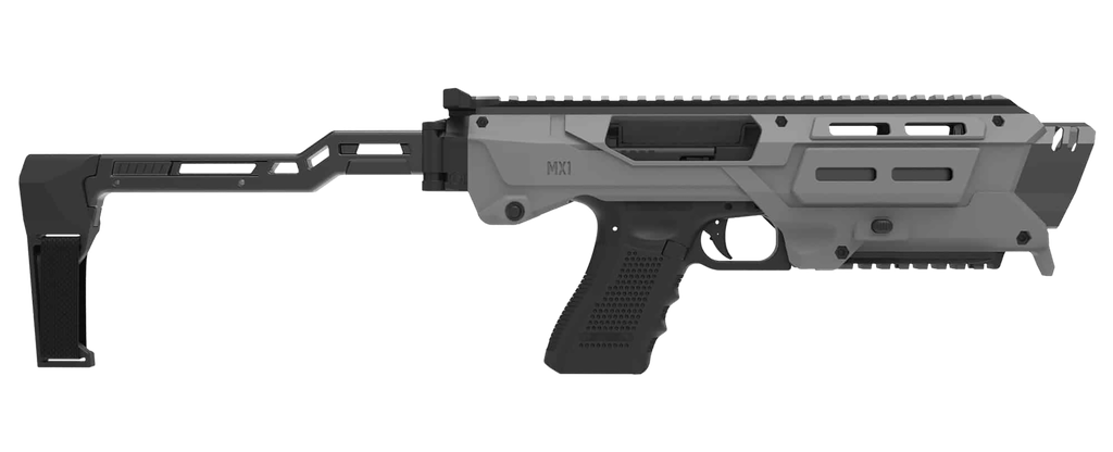 [18524] META TACTICAL LLC MX1-PS-GY MX-1 CONVERSION KIT COMPATIBLE W/GLOCK, GRAY ALUMINUM FRAME W/M-LOK & PICATINNY RAIL, BLACK POLYMER FOLDING STABILIZER