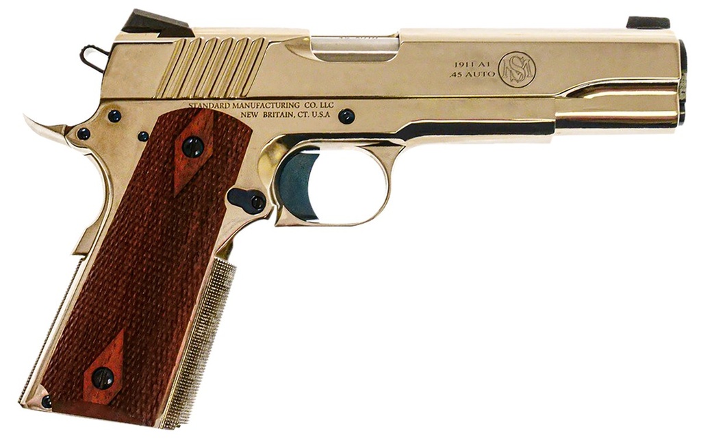 [PROD26-00132] STANDARD MFG  1911 STANDARD FULL SIZE FRAME 45 ACP 7+1 5" STAINLESS MATCH GRADE BARREL, NICKEL STEEL SERRATED SLIDE, NICKEL STEEL FRAME W/BEAVERTAIL, WALNUT DOUBLE DIAMOND GRIP