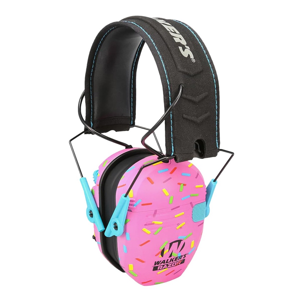 Walker's GWPRSEMSPRNKP Razor Slim Electronic Muff 23 dB Over the Head Pink Sprinkles