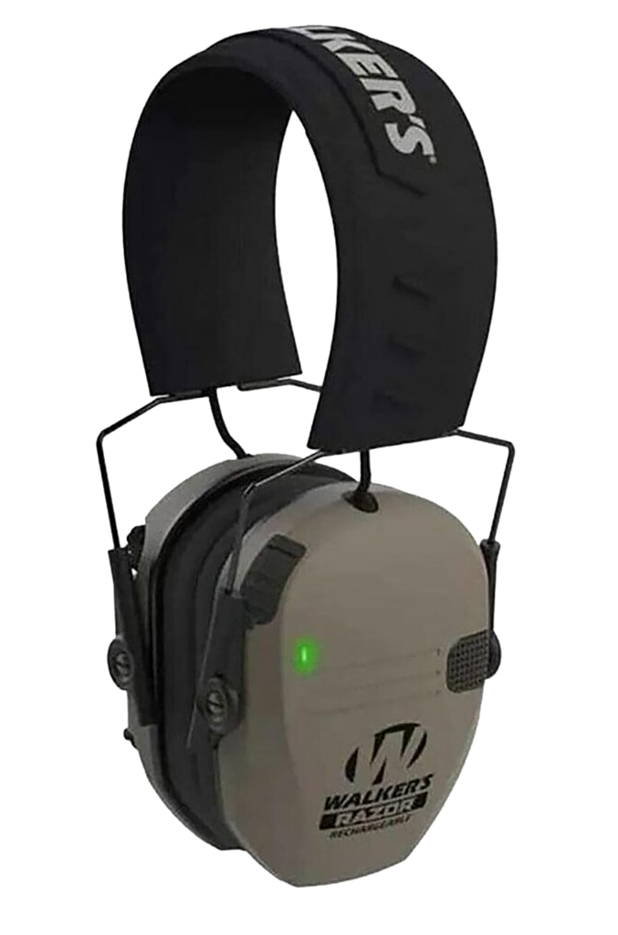 WALKER'S GWPRSEMRCFDE RAZOR RECHARGEABLE ELECTRONIC MUFF 21 DB OVER THE HEAD FLAT DARK EARTH/BLACK POLYMER