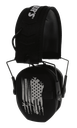 WALKER'S WPRSEMFSFLG RAZOR SLIM ELECTRONIC FREEDOM MUFF 23 DB OVER THE HEAD BLACK W/DISTRESSED U.S FLAG POLYMER
